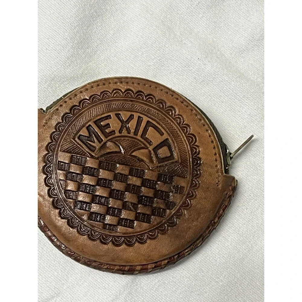 Vintage Westclox Pocket Watch Made USA w/ Tooled Leather Mexico Case Untested